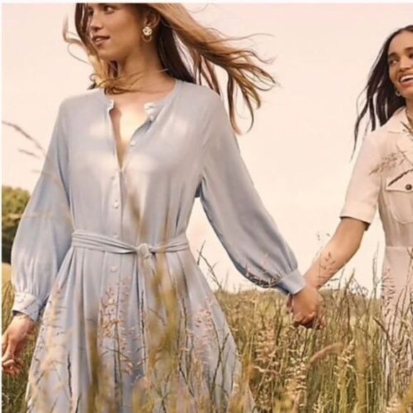 NWOT J.Crew Dress - Handkerchief Hem Shirt Dress in Ivory sz M - Picture 2 of 16